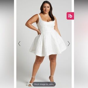 SHOWPO STEPHANE MINI DRESS CORSET SCOOP NECK FIT AND FLARE DRESS IN IVY BRIDAL